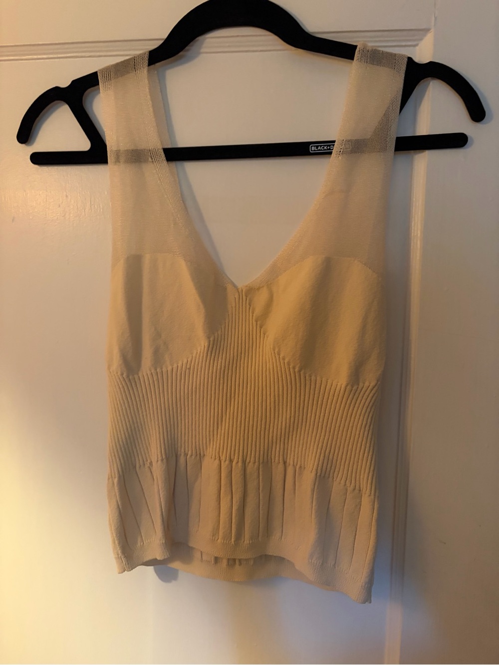 Zara Cream Ribbed Knit Tank Top